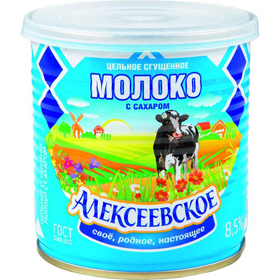 Cкидка Молоко цельное сгущенное с сахаром Алексеевское. Акционный товар в каталоге